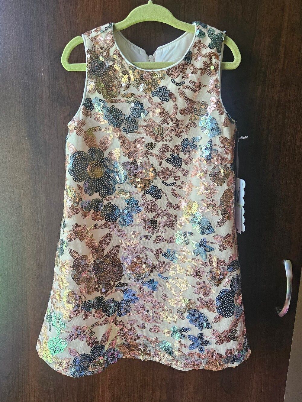 NWT Nannette Cream Sequin Floral A-Line Dress Size 4T